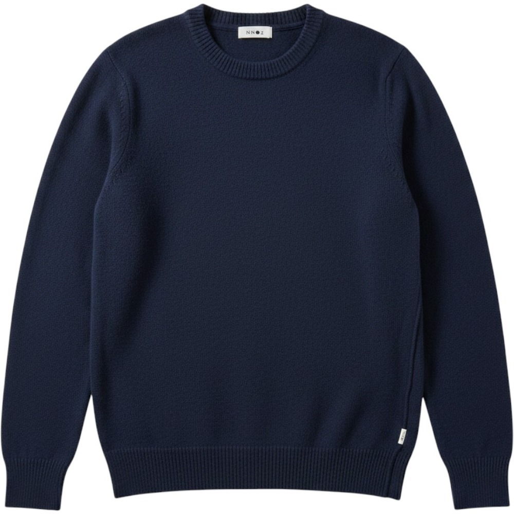 NN07 No Nationality Edward 6333 Navy Blue Sweater S Wool Italian Yarn Crewneck